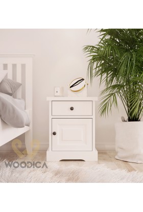 Biała szafka nocna drewniana Parma 51 w stylu nowoczesnym