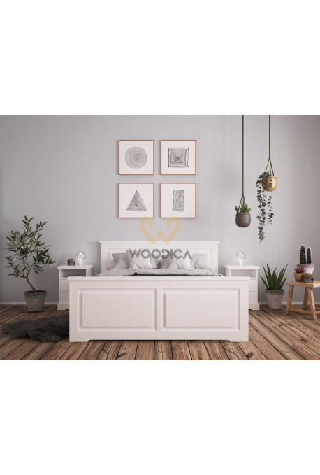 Białe łóżko Parma 49 z litego drewna sosnowego