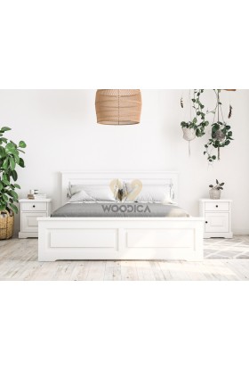 Białe łóżko drewniane Parma 48 w stylu nowoczesnym
