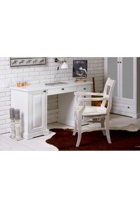 Białe biurko Parma 37 z litego drewna sosnoweg